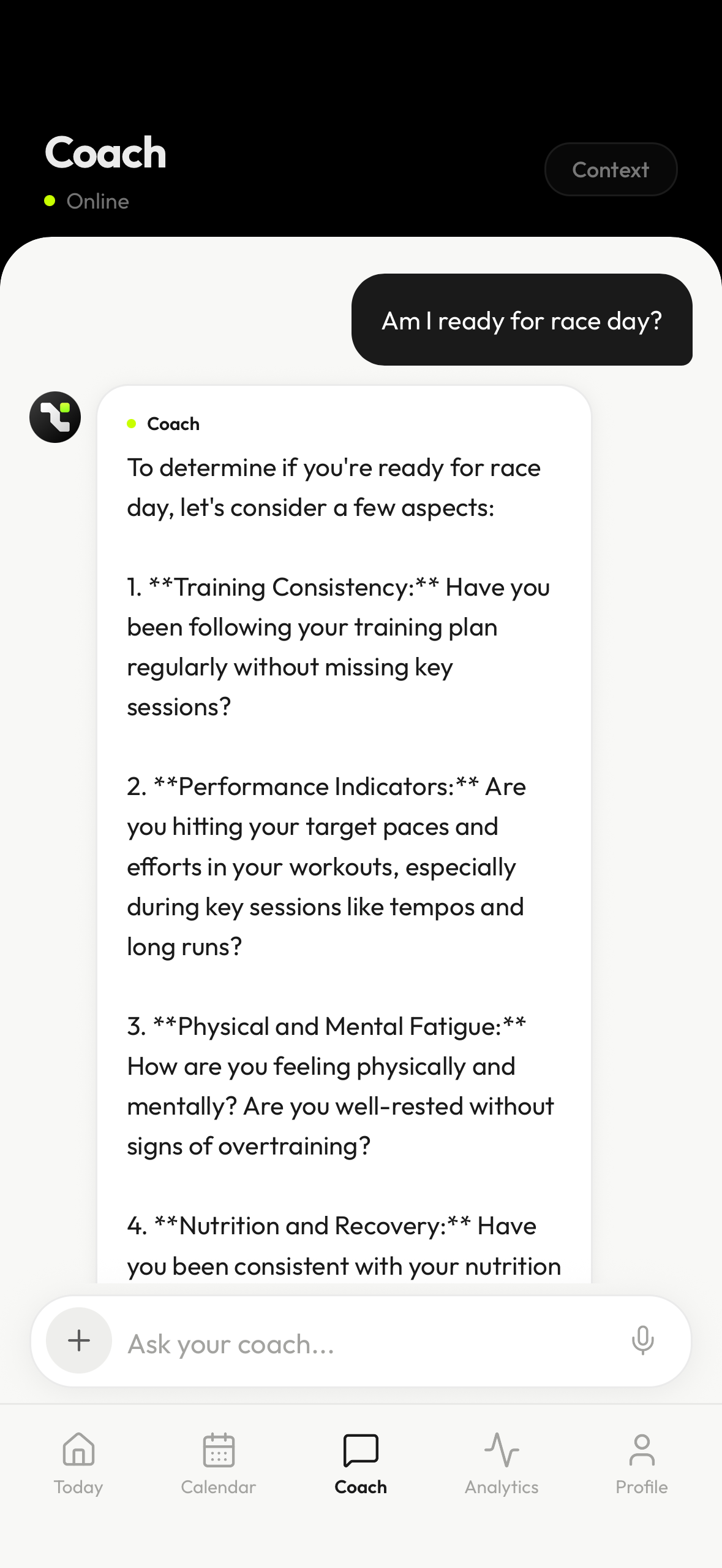 Your coach talks back.